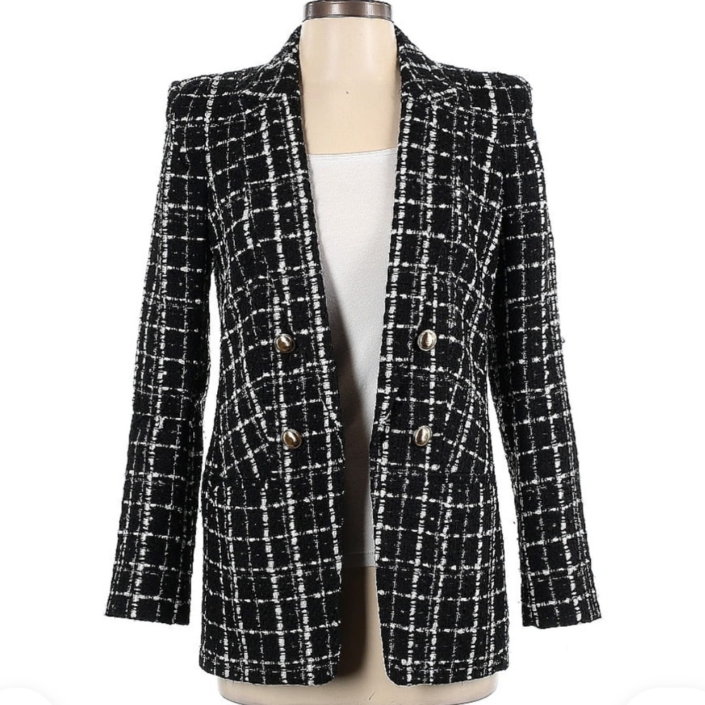Express Plaid Tweed Boyfriend Blazer